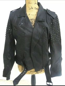 Calvin Klein Faux leather studded Moto jacket ladies large