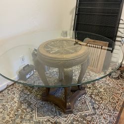 Levin Large Glass Top Dining Room Table 