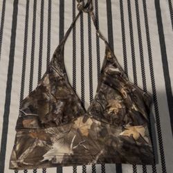 Leaf print halter neck (shein)
