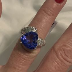 Blue Fluorite Heart Shaped Ring Size 5