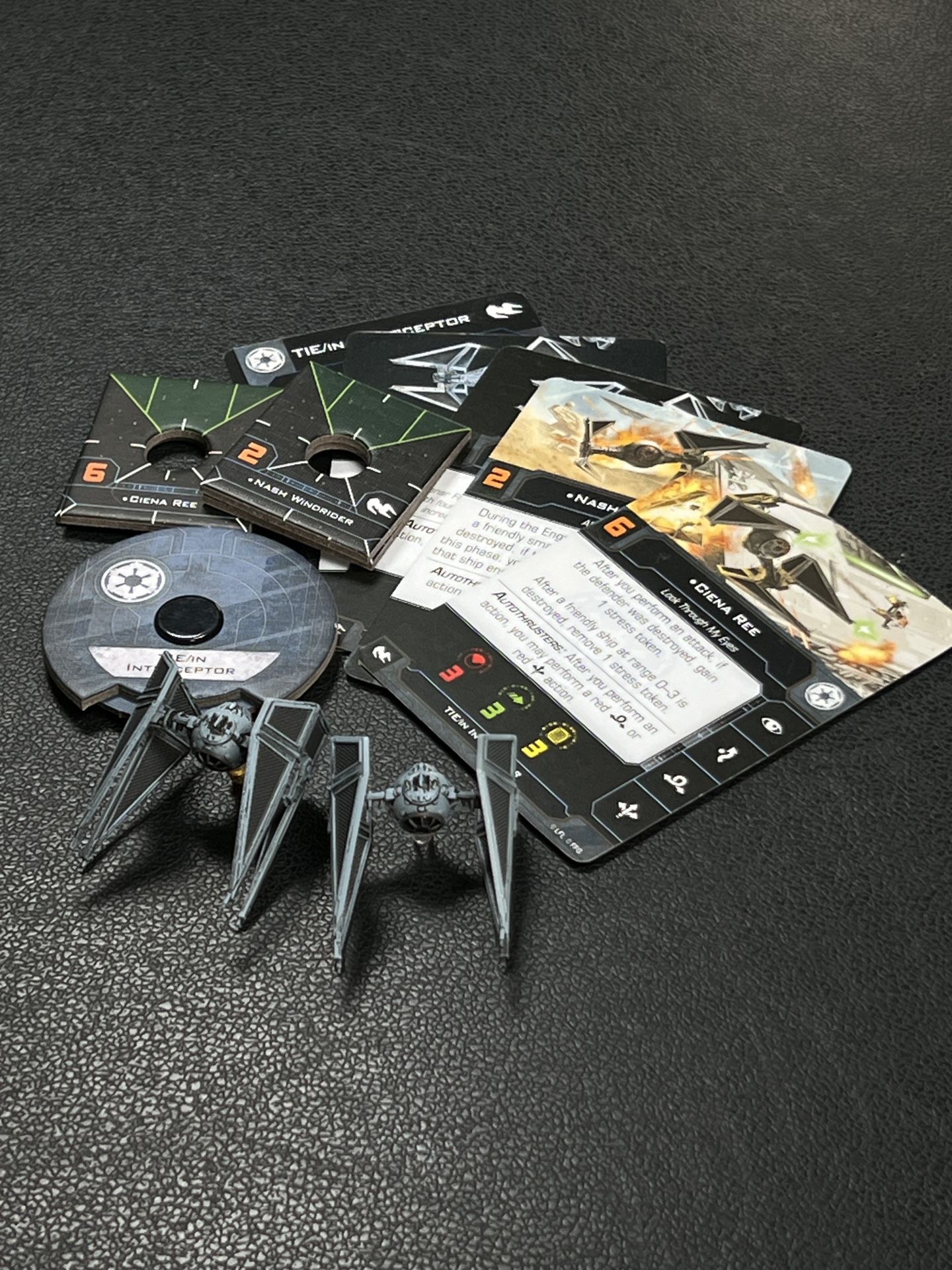 X-Wing Miniatures Game TIE Interceptor Set - Imperial Faction, Ciena Ree & Nash Windrider
