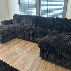 Brand New Super Plush U Shape Double Chaise Corduroy Sectional 