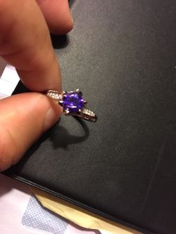 Sterling Silver Amethyst with Clear CZ Ring