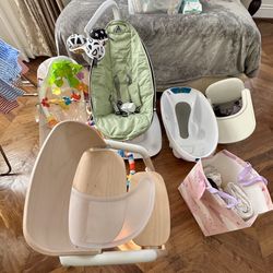 Baby Bounce And Baby Chair, Bath Chair And Baby Girl Clothes Accessories 