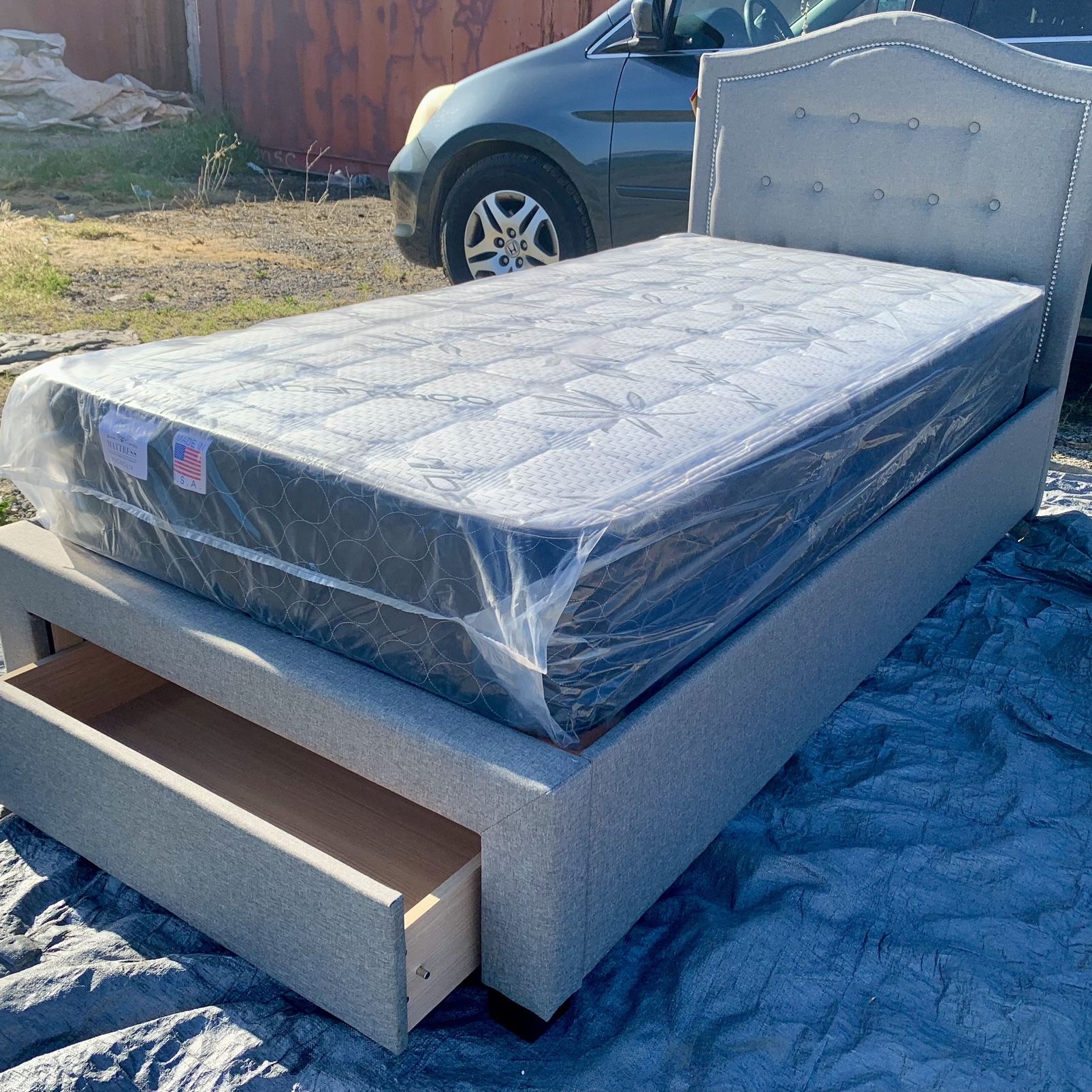 Twin Platform Storage Bed With Orthopedic Supreme Mattress Included 