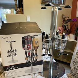 True 4 Bottle Liquor Tap, Whiskey Bottle Holder and Shot Pourer, Alcohol Dispenser for Home Bar, Silicone, Set of 1, Aluminum