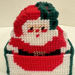 Needlepoint Plastic Canvas Santa Claus Christmas Coasters Lot Of 6