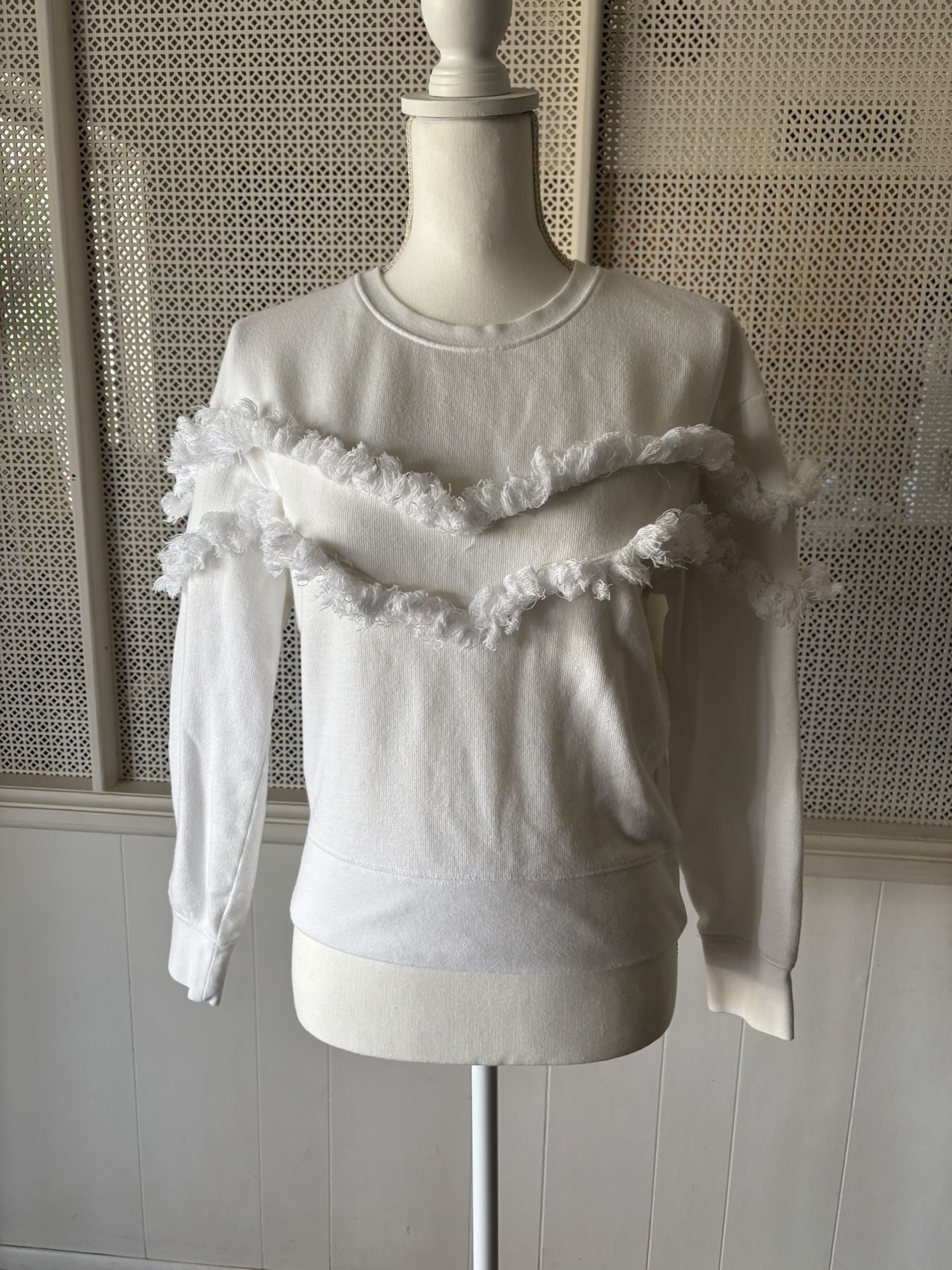 Women’s RAILS Kinsey Ruffled Fringed Crewneck Sweatshirt