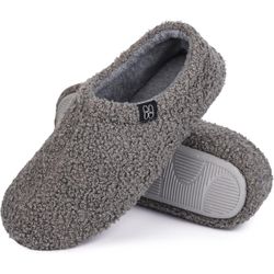 HomeTop Women’s Fuzzy Curly Fur Memory Foam Loafers Slippers With Polar Fleece
