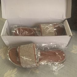 Women Stylish Rhinestones Decor Flat Slippers 