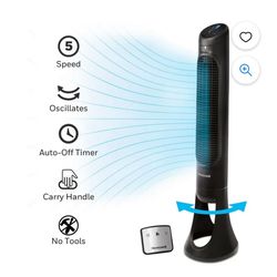 Ventilador Honeywell QuietSet HYF260BV2 - Ventilador eléctrico oscilante de 40 pulgadas, potente y silencioso de 5 velocidades con control remoto (neg