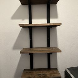 Metal and Solid Wood Wall Shelf