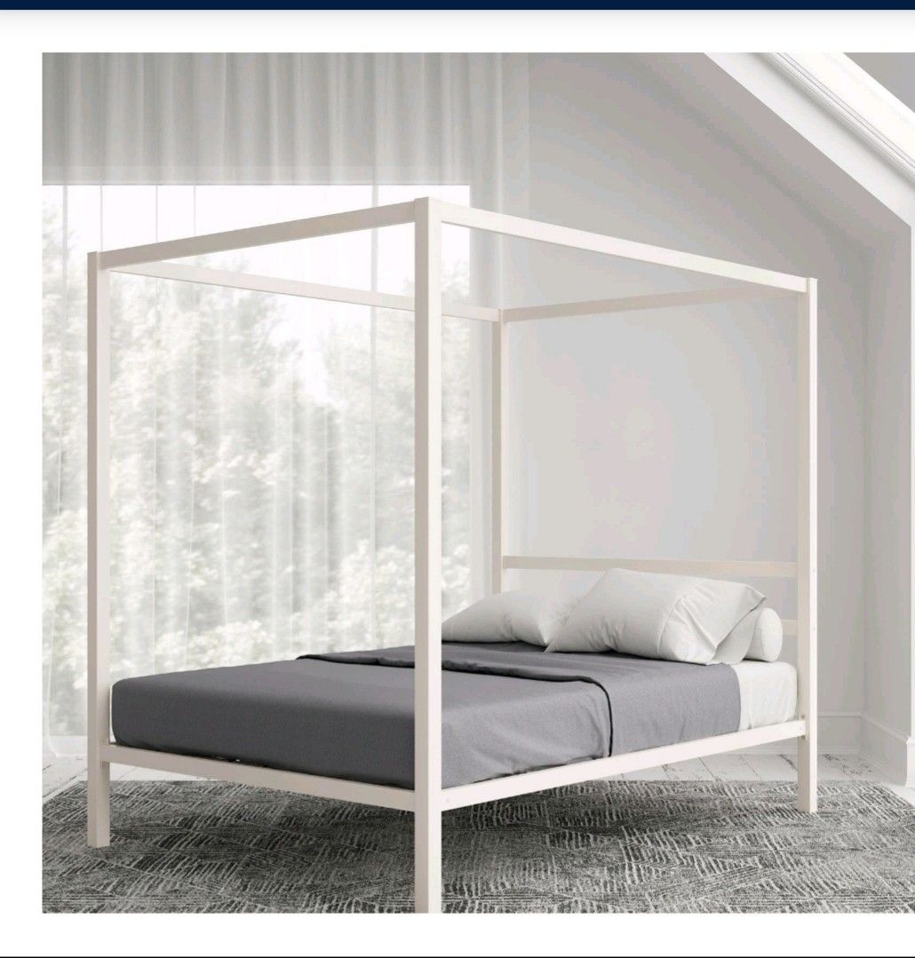 White Queen Size Canopy Bed