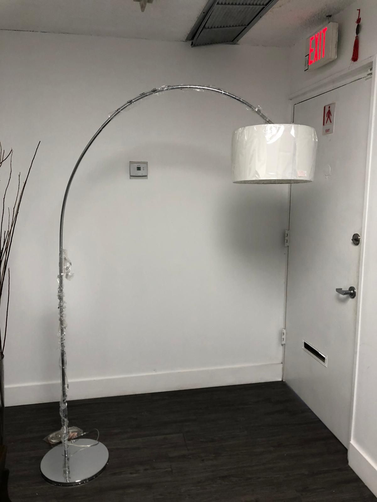 Z GALLERIE ARCHIE FLOOR LAMP- CHROME 79”TALL 58”WIDE