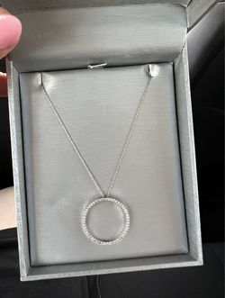 White gold diamond hoop necklace