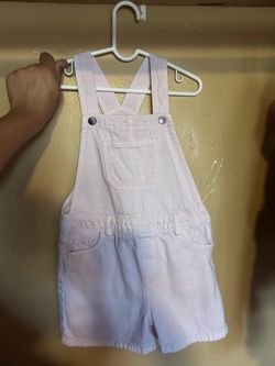 Kids Pink Denim Short Overalls