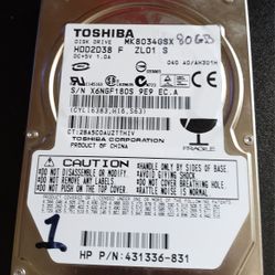 Toshiba 80 Gb 2.5 Hdd