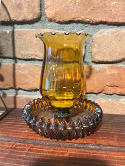 Vintage Amber Candle holder-two separate pieces