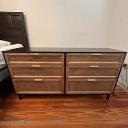 Chrissy Black Cane Webbed Wood Desser  (Open to price negotiation 😁)