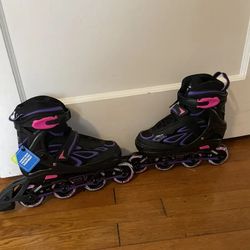 ZPM sports Roller Blades Size 5Y-8Y Adjustable Sizing Purple Black Pink