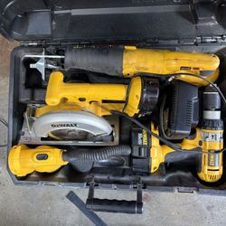 Dewalt Set Sawzall-circular Saw-hammer Drill-light