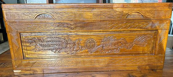 Carved Camphor Wood Chest – Dragon & Phoenix – Made in Hong Kong