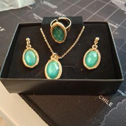 Necklace, Earrings, And Ring, Matching Jewelry Set