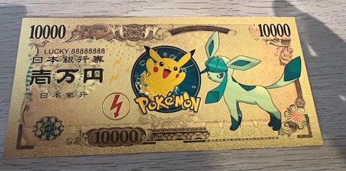 Pokemon Banknote Collectible Glaceon Sparkly Gold Foil
