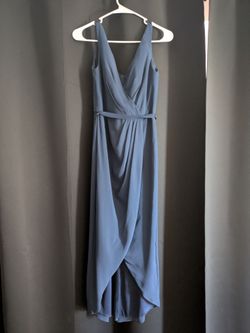 Sz 0 navy blue tank chiffon tulip hem chiffon dress David's Bridal