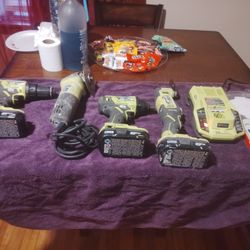 Ryobi Impact Drill,Tile Cutter, Universal Oscillating Saw, Regular Drill,30 Minute Charger5 Piece Blade's 