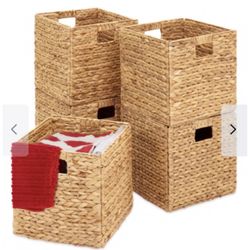 Set of 5 Collapsible Hyacinth Storage Baskets New Multipurpose Organizers Home