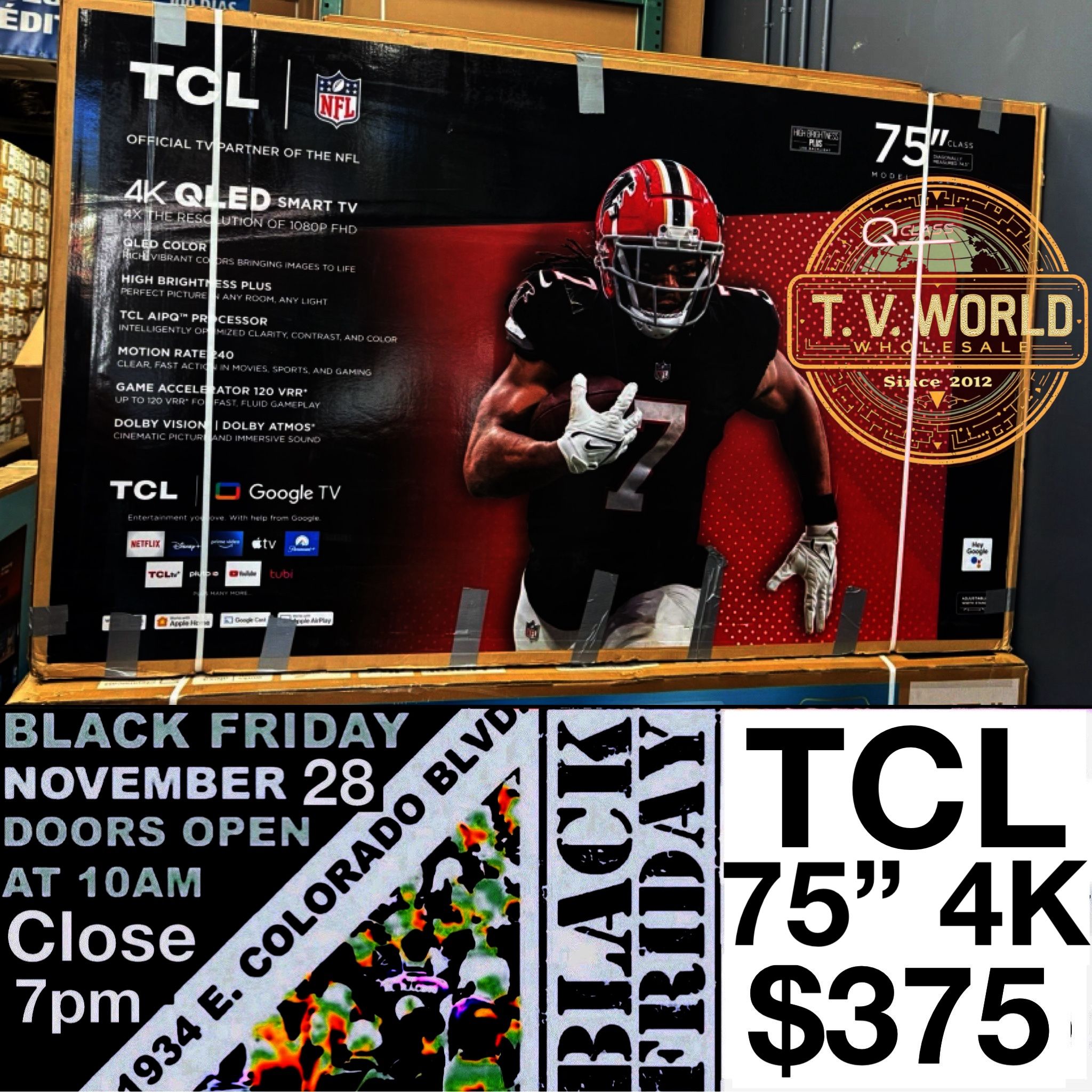 TCL  SMART 4k TVS QLED 4k Tv BLACK FRIDAY SALE ONLY 75 INCH 