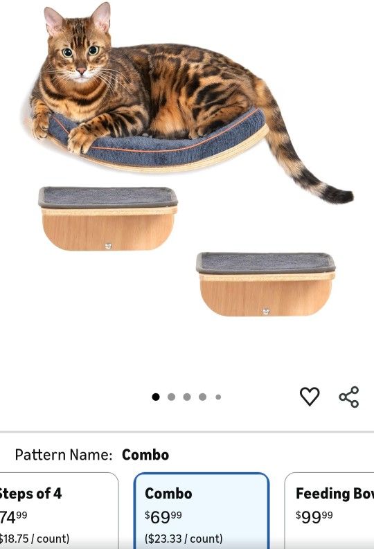 Wall Cat Shelf With Steps Combo