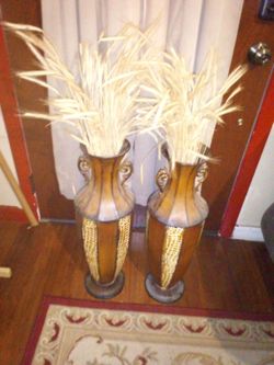 Pair of Tall Decorative Floor Vases Indoor Outdoor Home Decor