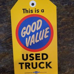 Classic Chevy Value Truck Car Lot Tag