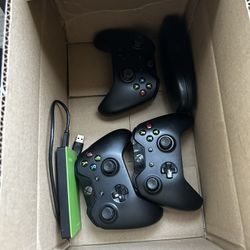 3 Xbox Controllers And Hard Drive