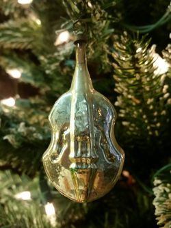 Pre-war mercury glass figural Christmas ornament violin cello