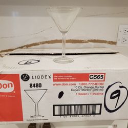 NEW Lot of 9 Libbey Don Martini Glasses 8480 G565 Grande 10 oz Clear Glass Restaurant 
