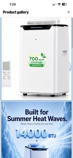 Portable Air Conditioner, 14000 BTU Fast Cooling for Large Rooms up to 700 Sq.Ft, 3-in-1 Energy Efficient Portable AC Unit with Upward Airflow, Sleep 
