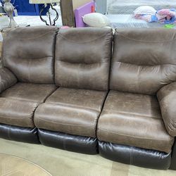 Two Tone Sofa Brown And Black Faux Leather 