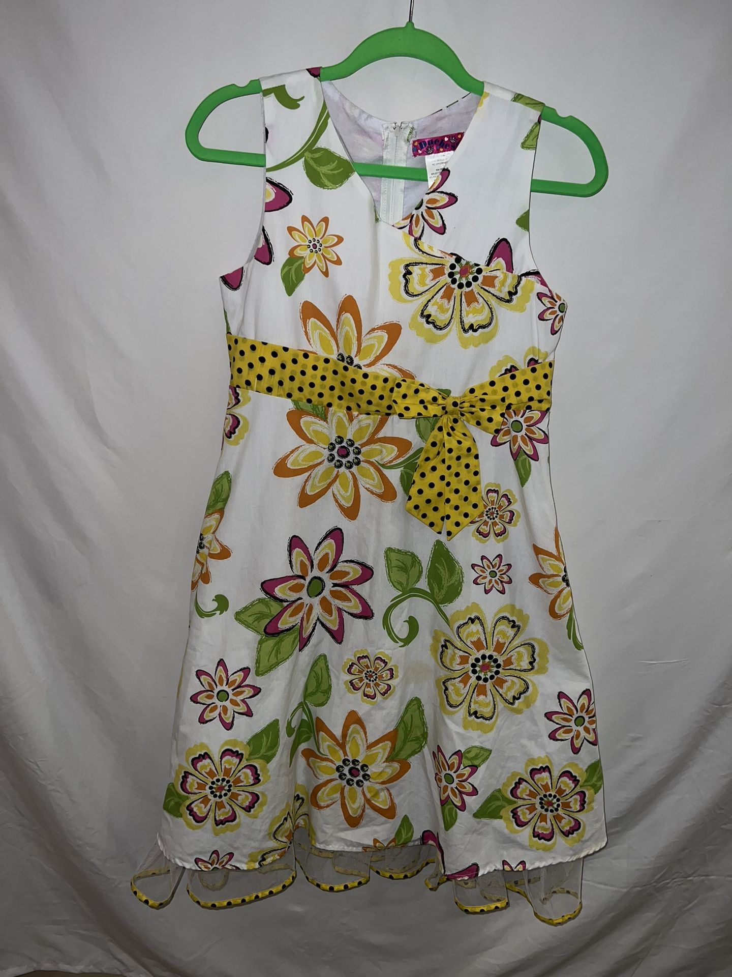 Adorable kids girls size 16 Duchess white & yellow floral dressy formal dress