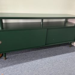 Mid Century Modern TV Stand for TVs up to 65" Green: Media Console with Cabinet Door, Supports up to 95 lbs，$180