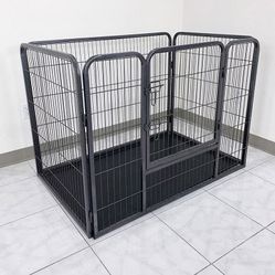 BRAND NEW $110 Heavy Duty Pet Playpen w/ Plastic Tray, Dog Cage Kennel 4 Panels,  L49” x W32” x H35” 