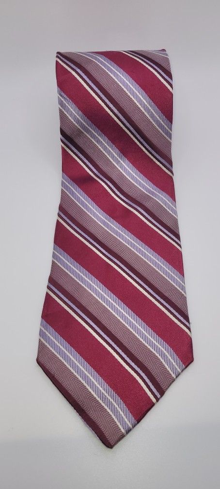 57x4 Calvin Klein Silk Necktie Pink Blue Red White Stripe Pattern