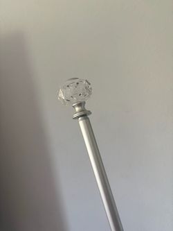 Silver Curtain Rod with Crystal Finial