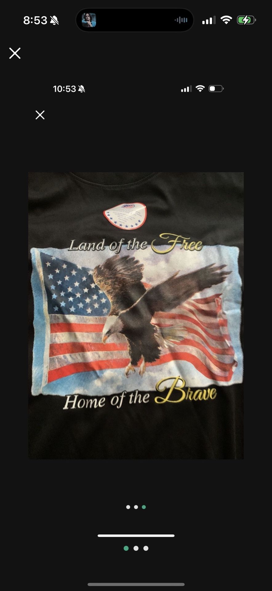 MENS LARGE LAND OF THE FREE HOME OF THE BRAVE TOP SHIRT
