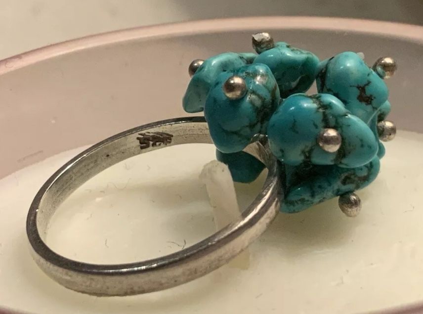 Vintage Turquoise Nugget 925 Ring Size 7