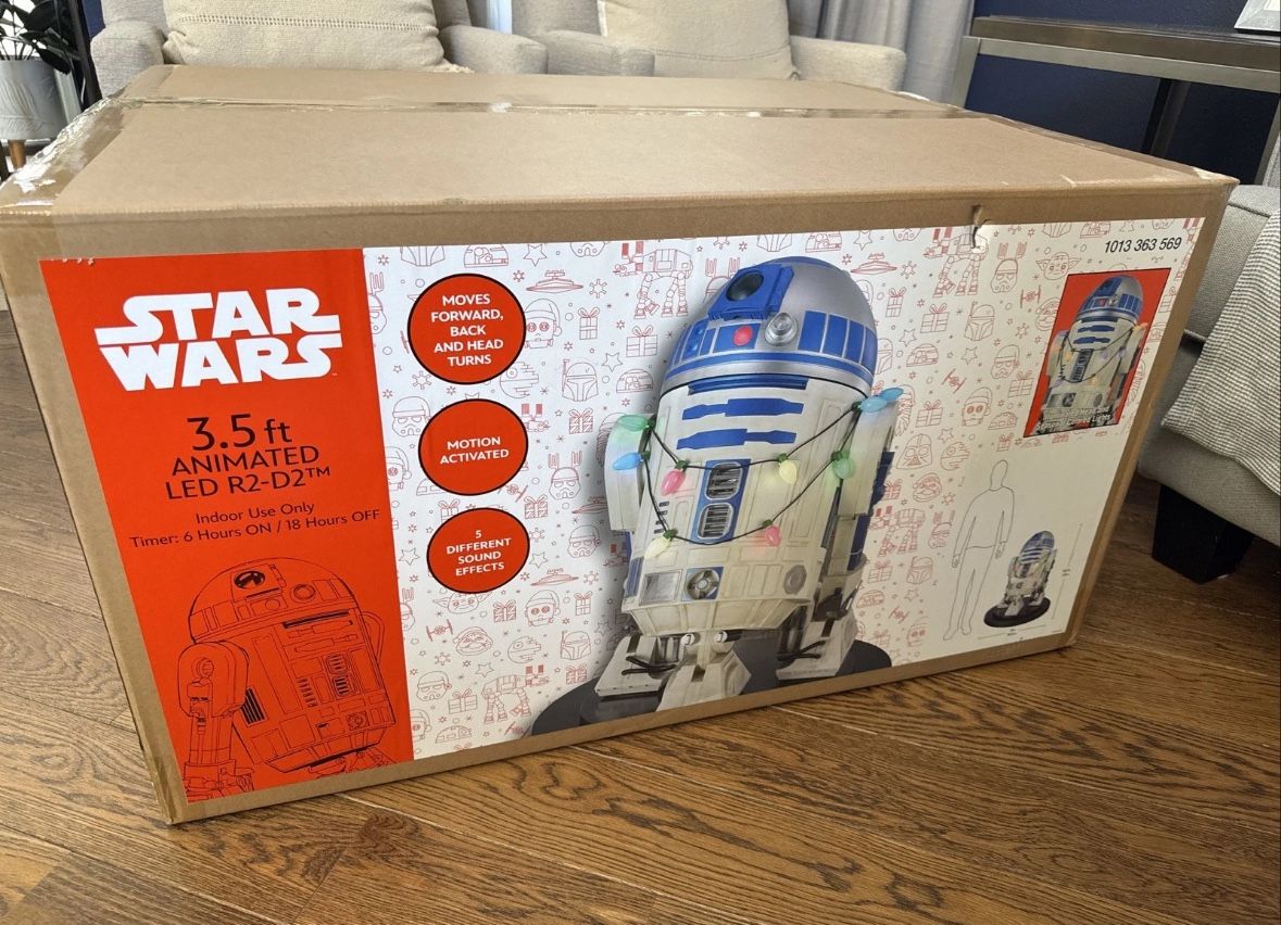 STAR WARS R2D2 CHRISTMAS DECORATION ANIMATRONIC HOME DEPOT 3.5 FT IN HAND R2-D2