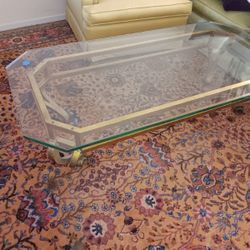 Vintage Iron And Glass Coffee Table 