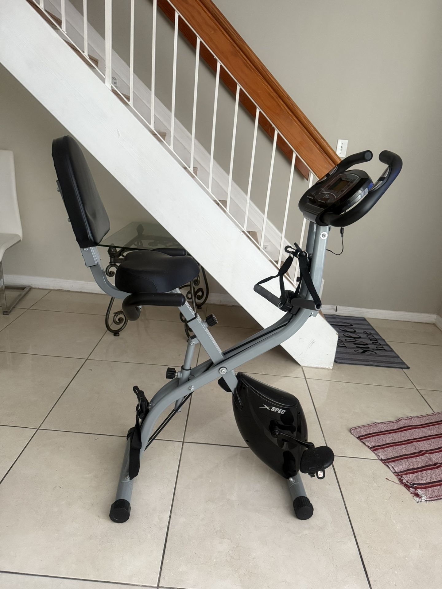 Xspec Recumbent Upright Foldable Exercise Bike with Resistance Bands - Black....